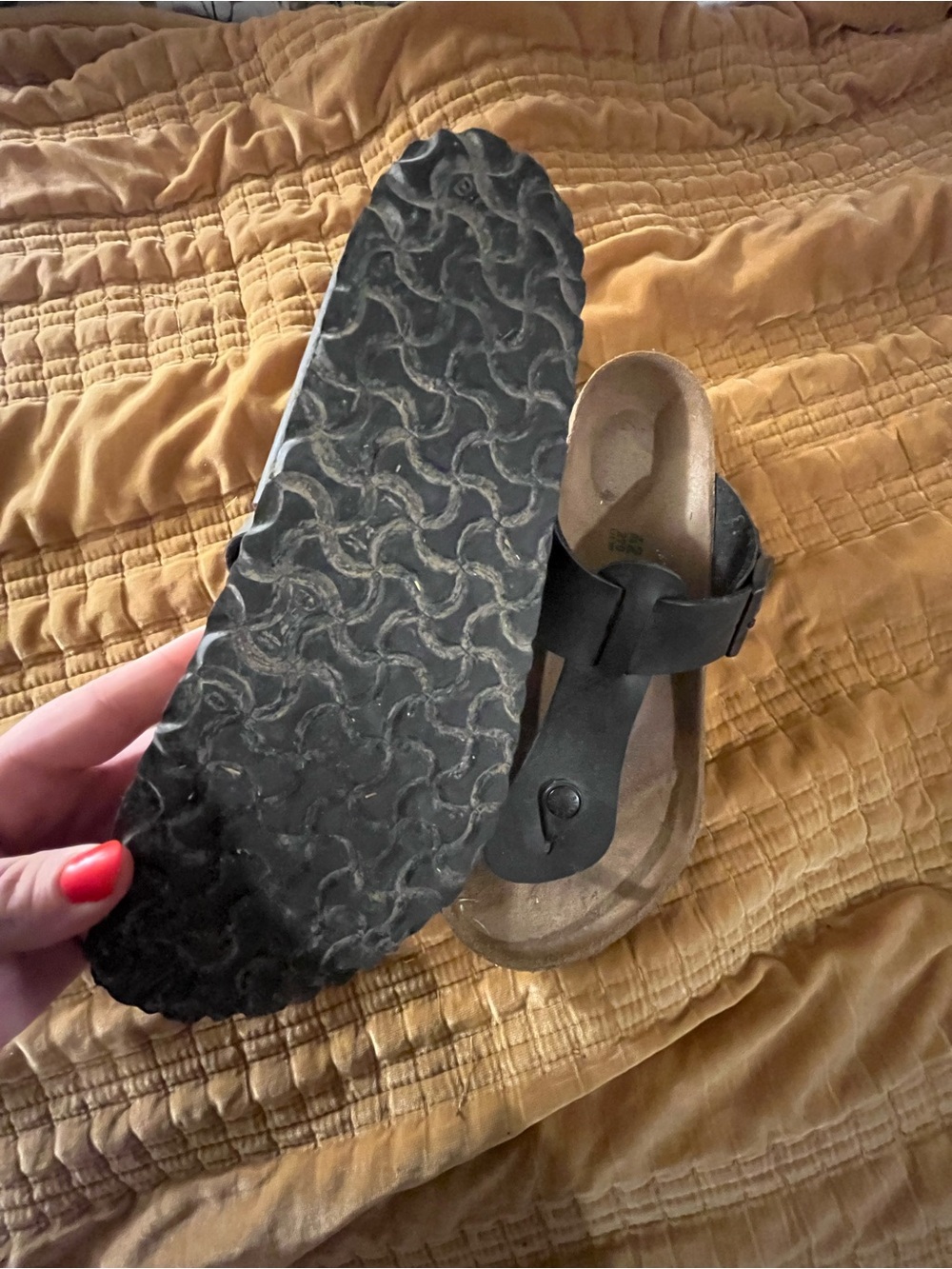 Birkenstock Black Leather Toe-Post Sandals - Picture 3 of 4